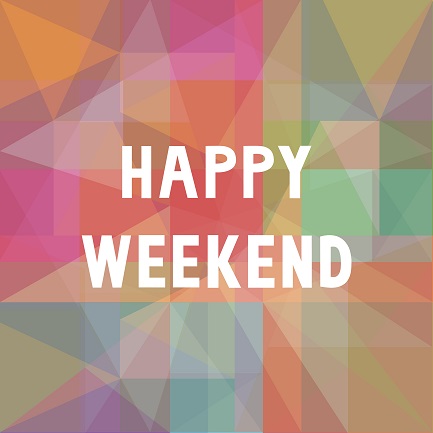 Happy weekend letters on colorful background.